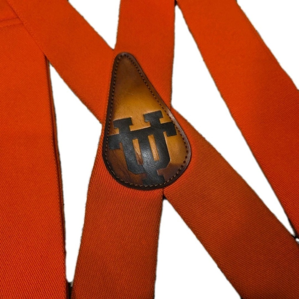 Vintage‎ UT Vols Tennessee Volunteers Leather Logo Orange Suspenders Braces